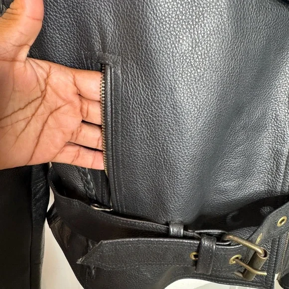 Himalaya Motor BikeWear Women’s Black Leather Motorcycle Jacket, Sz 6 - Picture 2 of 16